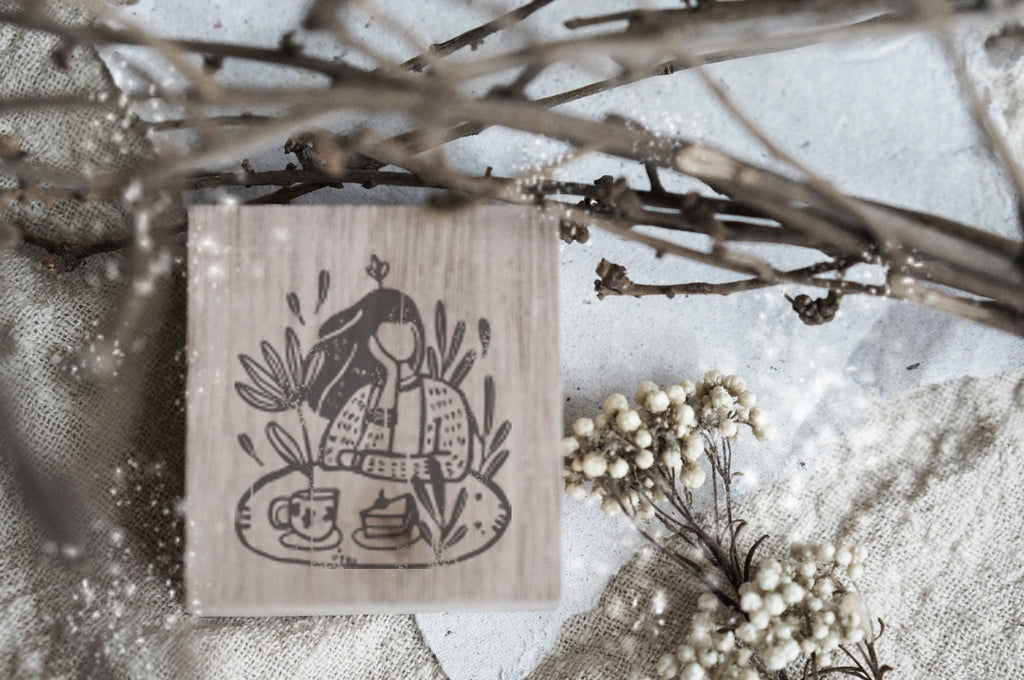 Black Milk Project Monochrome Girls Rubber Stamp - Tea Time