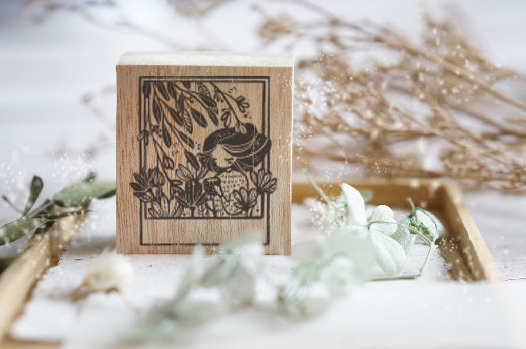 Black Milk Project Polaroid Rubber Stamp - Girl with Cuppa