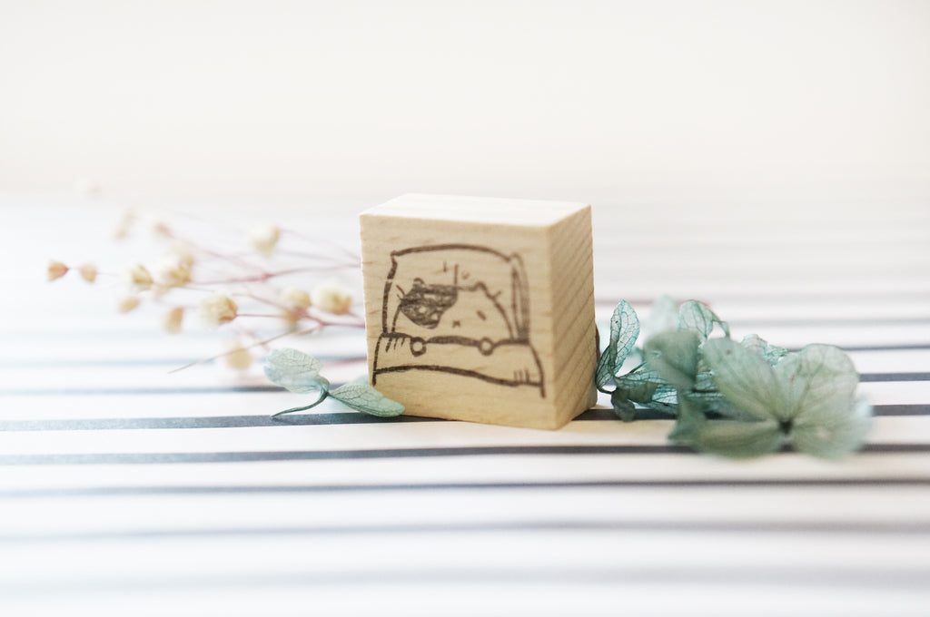 Black Milk Project Goodnight Rubber Stamp - Cat On Pillow